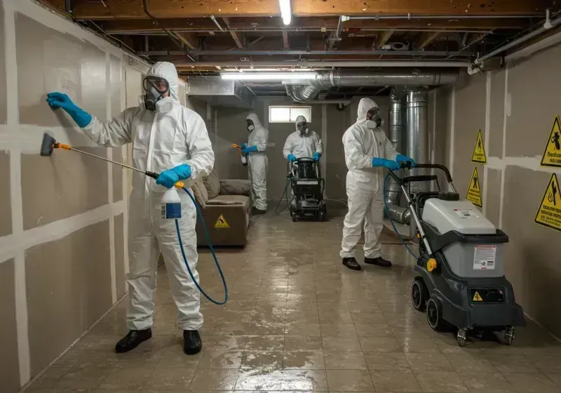 Basement Moisture Removal and Structural Drying process in Grafton, MA